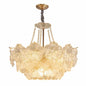 French Style Cream Luxury Crystal Glass Chandelier Five-Petal Flower Pendant Light