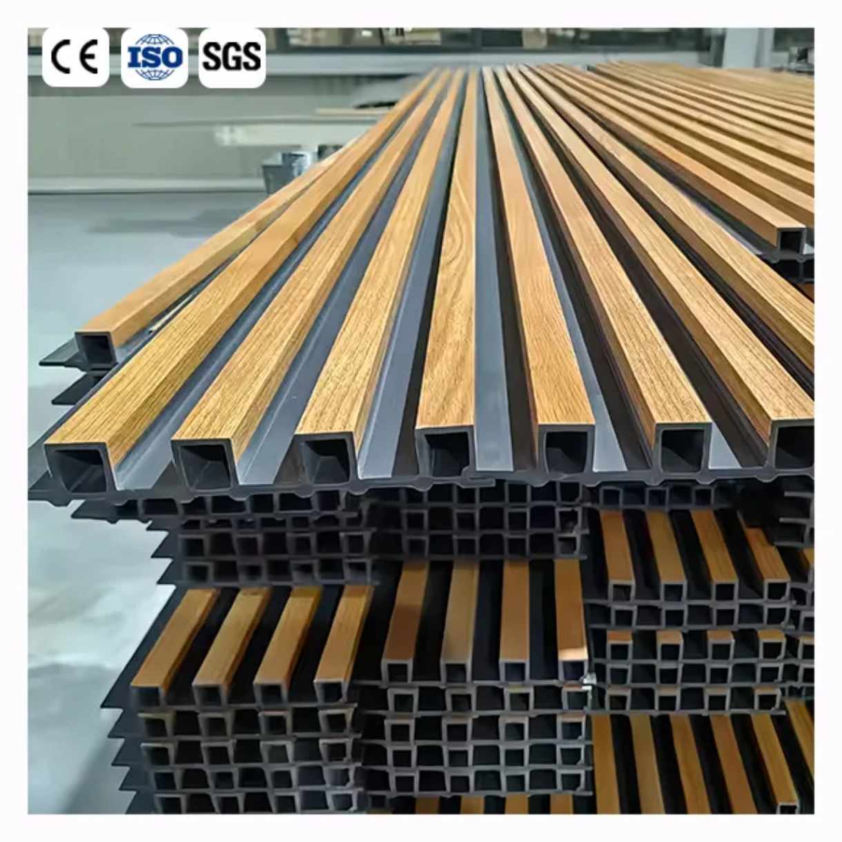 Wooden Grain Composite Laminate PVC & WPC Fluted Ceiling and Wall Panels – Interior Decorative Cladding Boards for Modern Indoor Design