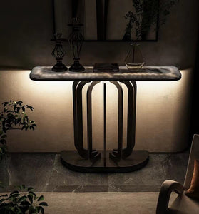 Golden Stainless Steel Console Table with Marble Top Entryway Super Console Mini Tables Home Furniture