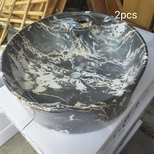 Luxury Round White Marble Porcelain Countertop Basin – Modern Bathroom Washbasin Sink for Vanity, Hotel, and Home Use