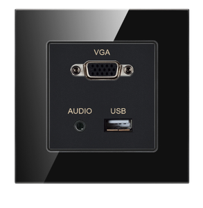 Tempered Glass Wall Socket for VGA, Audio and USB