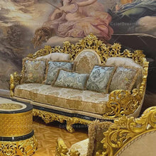 Load image into Gallery viewer, European Luxury Solid Wood Carved Sofa – Golden Royal Classic Fabric Sofa for Villa &amp; Living Room Furniture
