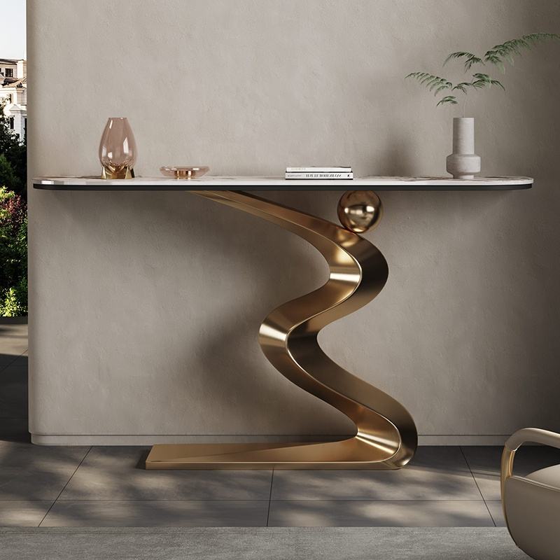 Luxury Golden Console Table – Durable Entryway, Porch, and Foyer Side Table for Living Room Furniture