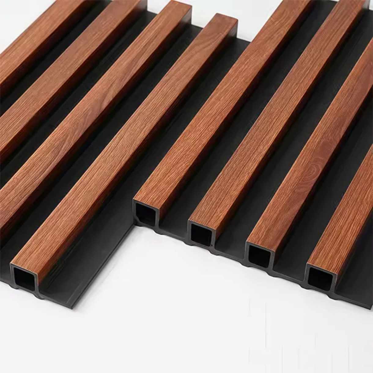Wooden Grain Composite Laminate PVC & WPC Fluted Ceiling and Wall Panels – Interior Decorative Cladding Boards for Modern Indoor Design