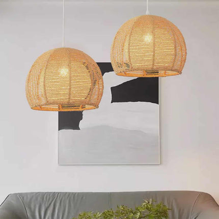 Elegant Japanese-Style Hemp Rope Chandelier – Handmade Pendant Light for Living Room, Dining, or Bedroom