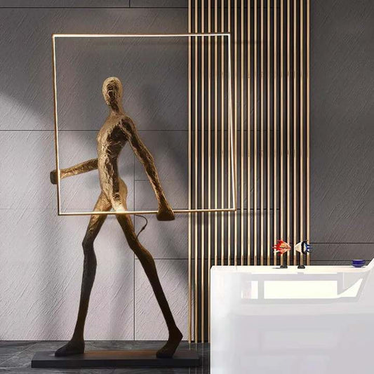 Human Sculpture Floor Light Standing Statue Lamp for Art Gallery Decoration Shopping Mall Hall Modern Luminous Decorative Lighting