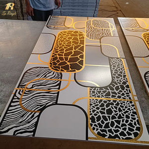 Matte Pattern Luxury White and Golden Porcelain Tiles for Home Interiors – Modern Decorative Wall and Floor Tiles for Living Room, Bedroom, and Contemporary Décor