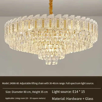 Luxury Crystal Chandelier Led Light Decorative K9 Crystals Round