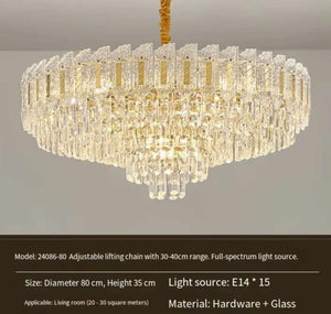 Luxury Crystal Chandelier Led Light Decorative K9 Crystals Round