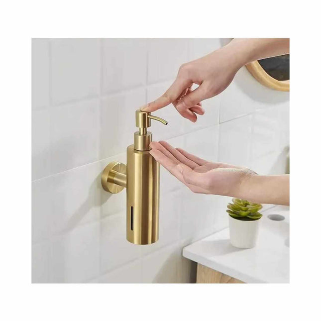 Distributeur de savon liquide mural manuel de luxe doré avec pompe et accessoires de salle de bain