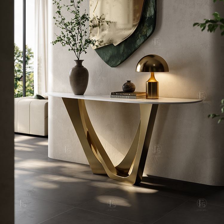 Furniture Italian Design Living Room Entrances Luxury Minimalist Stainless Steel Gold Console Table