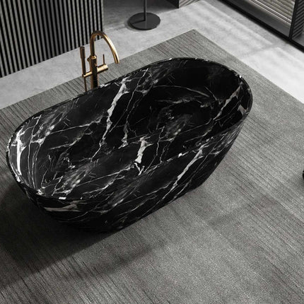 Modern Freestanding Artificial Stone Bathtub – Square or Oval Customizable Spa Tub with Drain | Portable Luxury for Home, Hotel, or Apartment