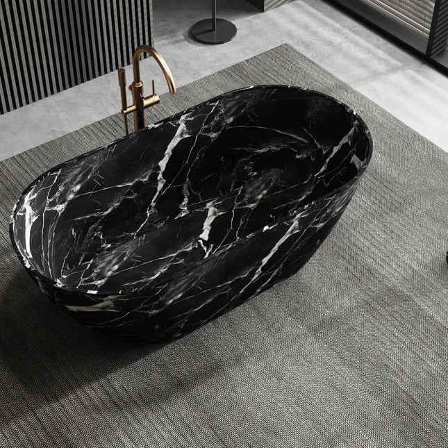 Modern Freestanding Artificial Stone Bathtub – Square or Oval Customizable Spa Tub with Drain | Portable Luxury for Home, Hotel, or Apartment