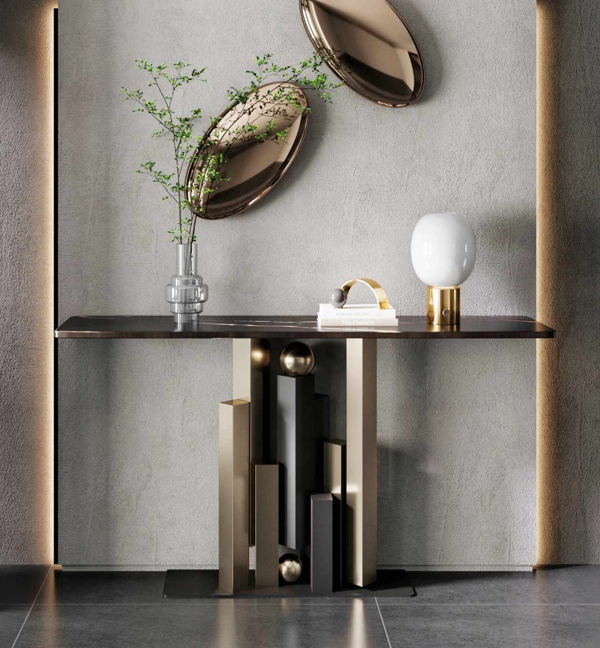 Luxury Entrance Console Table Narrow Wall Mounted Cabinet Creative Landscape Accessible Luxury Entrance