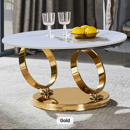 Italian New Tea Table Sintered Stone Round Metal Stainless Steel Smart Living Room Center Coffee Table
