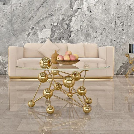 Luxury New Design Living Room Furniture Stainless Steel Glass Coffee Table