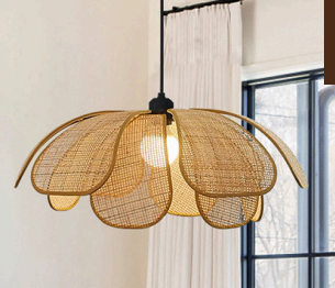 Vintage Modern Rattan & Hemp Rope Pendant Light – Fancy LED Chandelier for Dining Room, Living Room & Coffee Shops