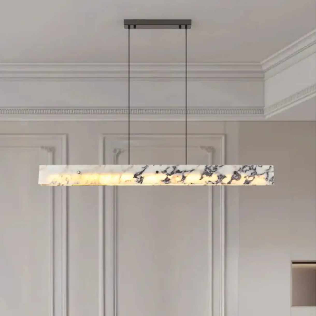 Modern Natural Marble Long Strip Minimalist Chandelier