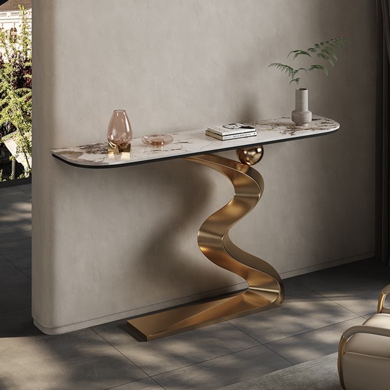 Luxury Golden Console Table – Durable Entryway, Porch, and Foyer Side Table for Living Room Furniture