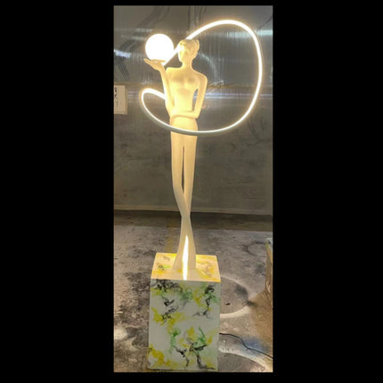 Humanoid Sculpture Floor Lamp Creative Kungfu Statue Light Astronaut Landing Decorative Standing Lamp for Living Room