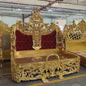 Royal Style Queen Size Bed – Classy Golden High end Birch Wood Luxury Bedroom Furniture