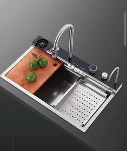 Large Single Slot Rain Black Vegetable Washing Basin 304 201Stainless Steel Kitchen Sink Thickened Kitchen Sink