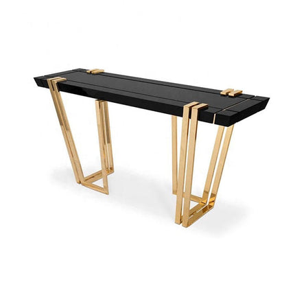 Luxury Home Furniture Hot Sale Lobby Gold Stainless Steel Wooden Small Black Console Table Hallway Console Table
