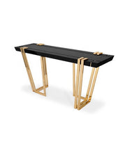 Load image into Gallery viewer, Luxury Home Furniture Hot Sale Lobby Gold Stainless Steel Wooden Small Black Console Table Hallway Console Table
