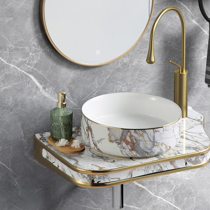 Electroplated Hanging Bathroom Slab Marble Design Not included basin and faucet