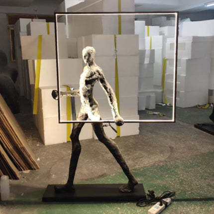 Human Sculpture Floor Light Standing Statue Lamp for Art Gallery Decoration Shopping Mall Hall Modern Luminous Decorative Lighting