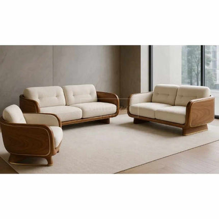 Italian Luxury Solid Wood Lounge Chair with Ottoman – Modern Leisure Sofa Furniture for Living Room & Home Use