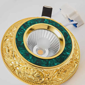 Antique Gold Recessed LED Pin Light – Elegant Copper Spotlight with Removable Bulb for Living Room, Bedroom & Hotel Interiors