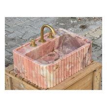 Charger l&#39;image dans la galerie, Natural Pink Marble Sink Bath Room Lavatory Wall Mount Hand Wash Basin Washing Sink for Bathroom
