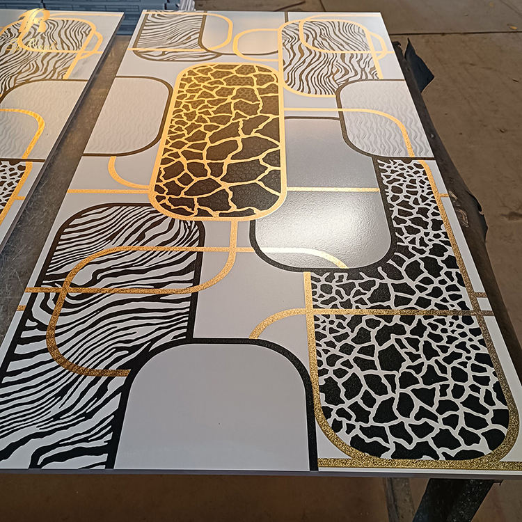 Matte Pattern Luxury White and Golden Porcelain Tiles for Home Interiors – Modern Decorative Wall and Floor Tiles for Living Room, Bedroom, and Contemporary Décor