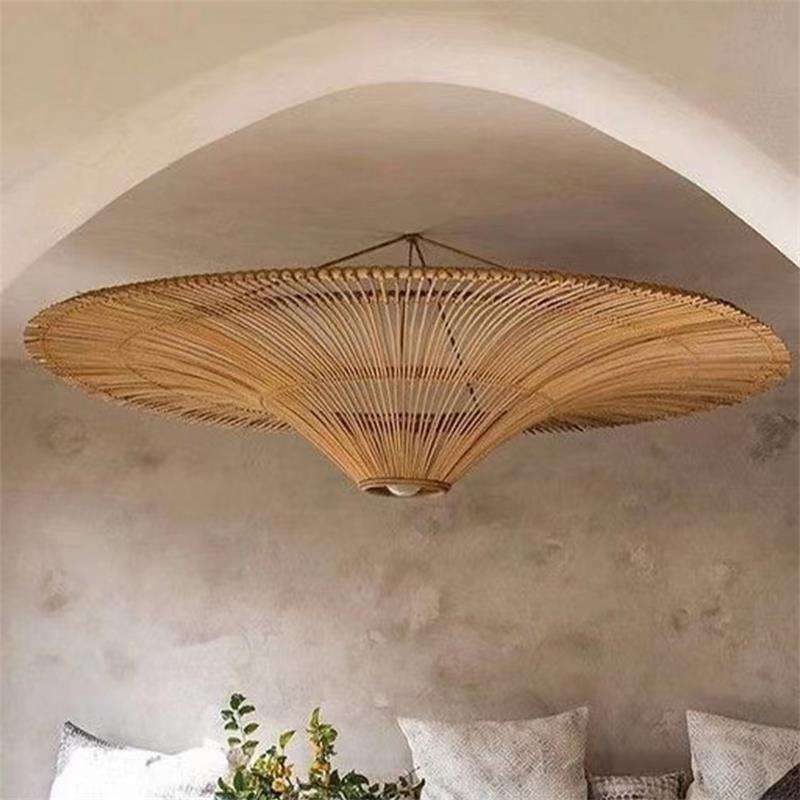 Minimalist Wabi Sabi Rattan Ceiling Lamp – Japanese & Southeast Asian Style Pendant Light for Home, Hotel & Homestay