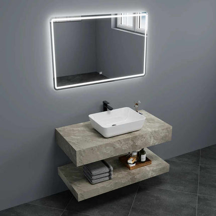 Slate Stone Double Marble Bathroom Vanity – Wall-Mounted Sink Dresser Hotel & Home