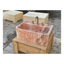Charger l&#39;image dans la galerie, Natural Pink Marble Sink Bath Room Lavatory Wall Mount Hand Wash Basin Washing Sink for Bathroom
