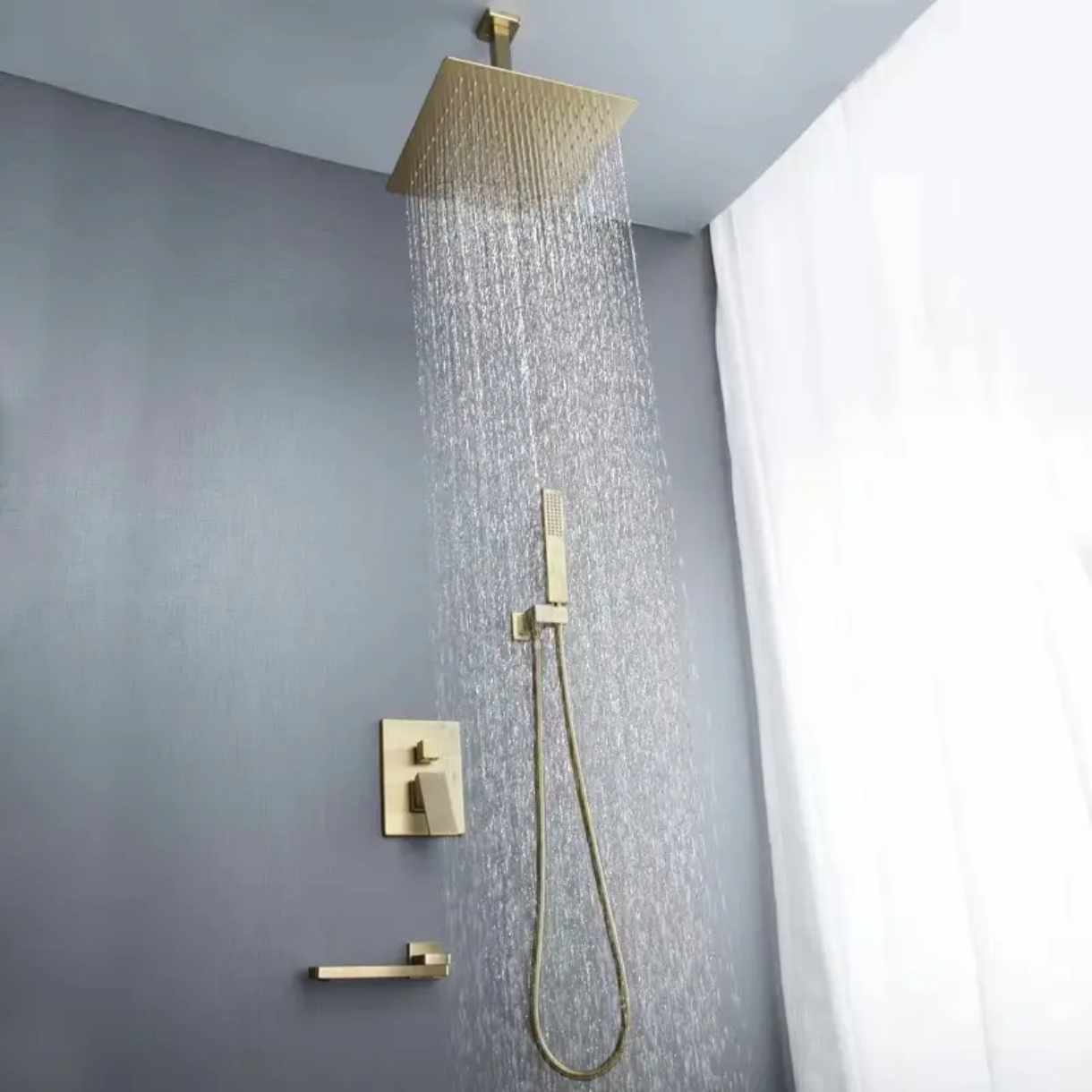 12inch Ceiling Shower Stainless Steel Electroplated 304 High Quality Gold Shower Wall Entry Shower System extra Long Shower Arm