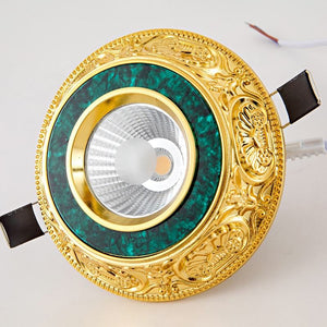 Antique Gold Recessed LED Pin Light – Elegant Copper Spotlight with Removable Bulb for Living Room, Bedroom & Hotel Interiors