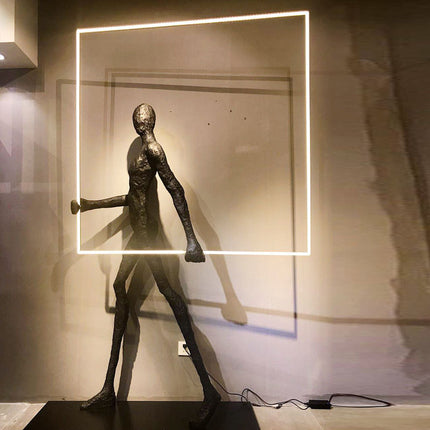 Human Sculpture Floor Light Standing Statue Lamp for Art Gallery Decoration Shopping Mall Hall Modern Luminous Decorative Lighting