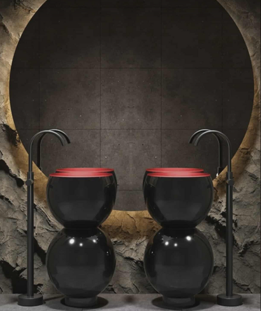 Unique Design Outdoor Pedestal Wash Basin – Modern Stainless Steel Floor Standing Sink for Villas, Gardens & Balconies