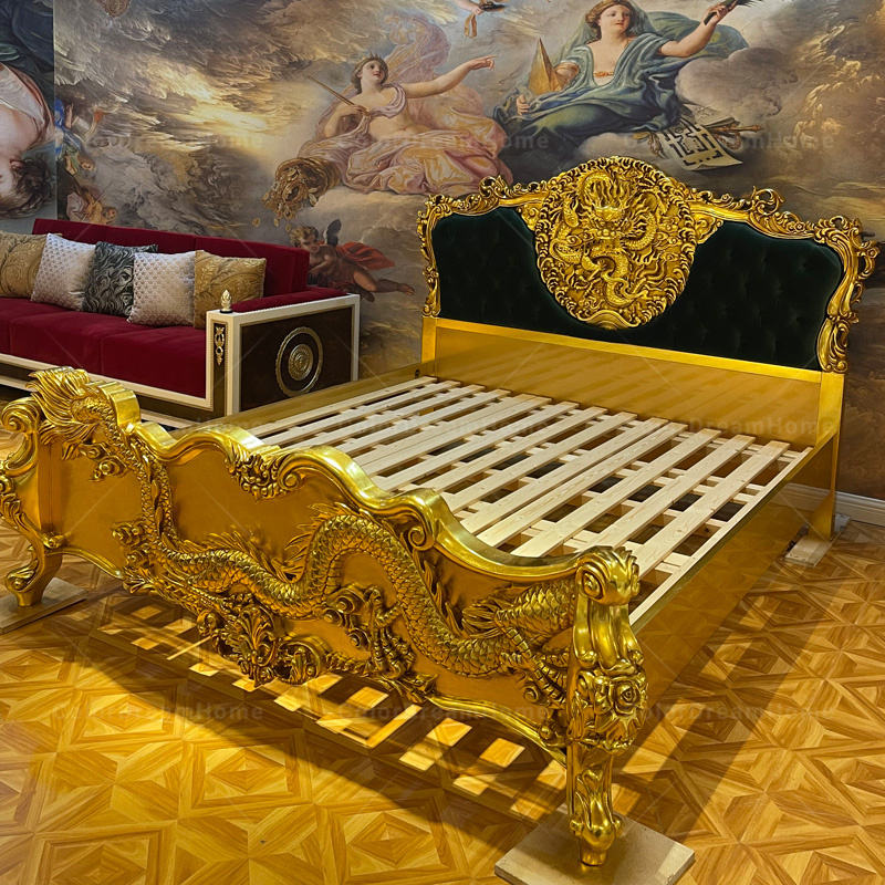 Royal Dragon Bedroom  – Antique Gold Luxury Bedroom Furniture, New Design for Elegant Home Interiors