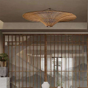 Minimalist Wabi Sabi Rattan Ceiling Lamp – Japanese & Southeast Asian Style Pendant Light for Home, Hotel & Homestay