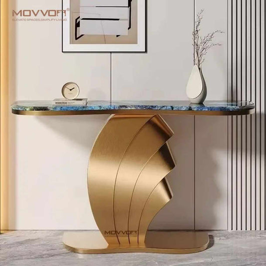 Modern Italian Style Marble Console Table – Luxury Rock Slab Entrance Table for Living Room Furniture