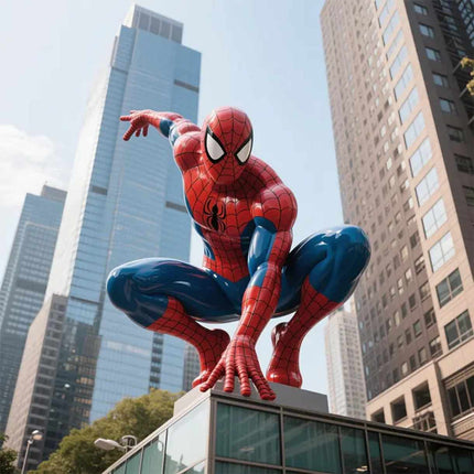 Lebensgroße Spider-Man-Statue nach Maß – Skulptur aus Kunstharz, die die Zeichentrickfigur aus dem Film darstellt, für die Dekoration von Haus und Garten