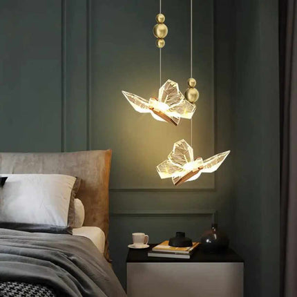 Modern Light Luxury Butterfly Crystal Pendant Lamp – LED Chandelier for Bedroom, Living Room, and Corridor Decoration