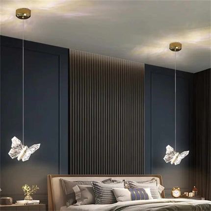 Modern Light Luxury Butterfly Crystal Pendant Lamp – LED Chandelier for Bedroom, Living Room, and Corridor Decoration