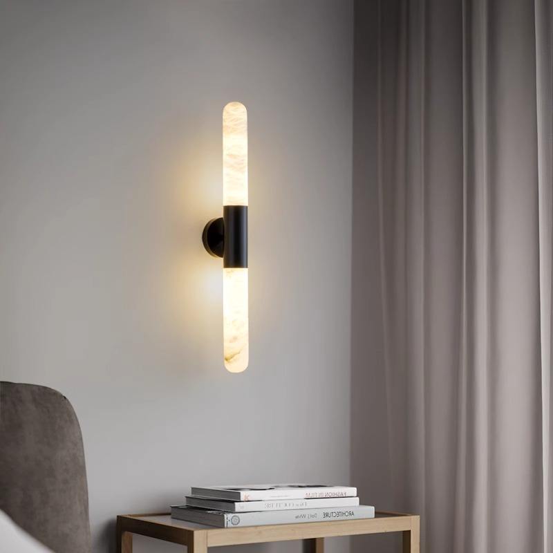 Nordic Creative Natural Alabaster Wall Lamp with Real Spanish Marble LED