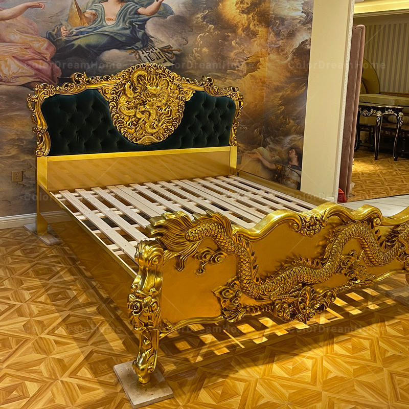 Royal Dragon Bedroom  – Antique Gold Luxury Bedroom Furniture, New Design for Elegant Home Interiors