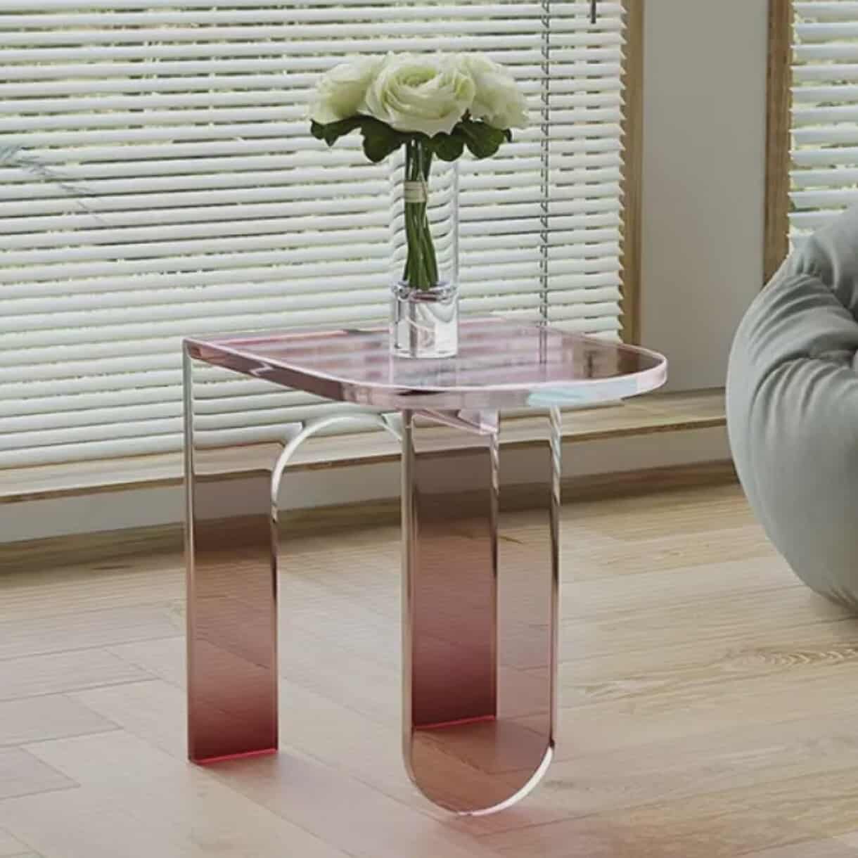 Clear Acrylic Round Coffee Table – Modern Living Room Sofa Corner & Dining Table